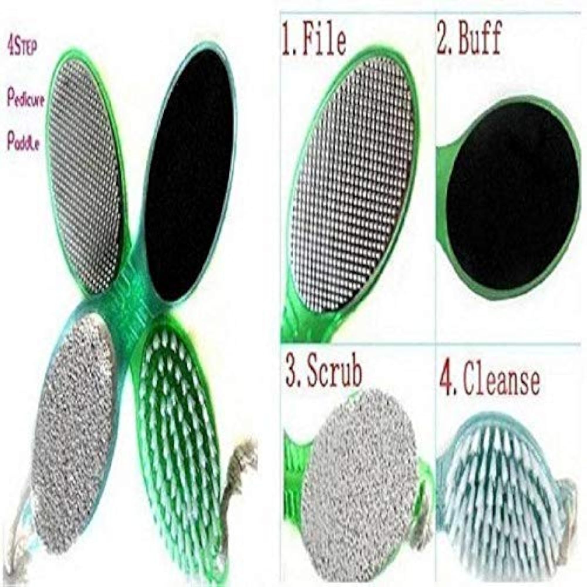 4-in-1 Manicure Pedicure Paddle Brush, Pumice Stone