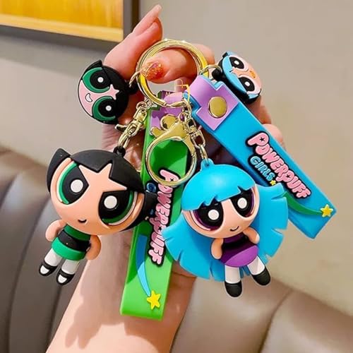 Image of MALKIN 4 Pc Power Puff Girls Keychain | 90's Kids Gifts | Cute Keychains for Girls and Women