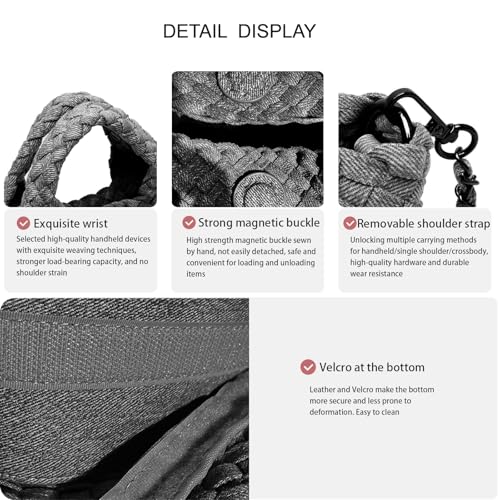 Image of Woven Tote Bag for Women with Coin Purse, Foldable Chain Small Crossbody Handbags, Fashion Shoulder Bag, Hobo Satchel