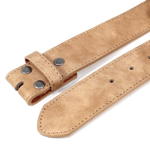 Image of BC Belts Leather Belt Strap with Vintage Distressed Texture 1.5 inch Wide with Snaps and without Buckle