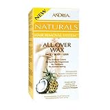 Andrea Naturals Hair Removal System All Over Wax for Face Body and Legs, Coconut Pineapple, 4 Ounce