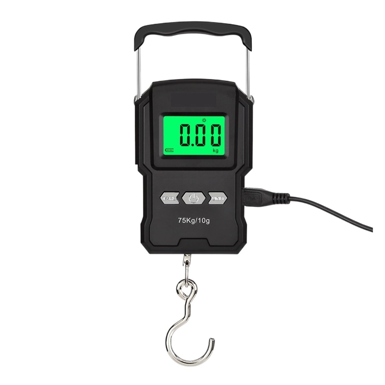 Przenośny Mini Cyfrowy Ręczny 75Kg 10g Haczyk Na Ryby Waga Wisząca Elektroniczne Ważenie Do Bagażu Wyświetlacz LED Saldo