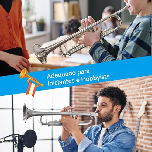 Conjunto de trompete padrão Bb: instrumento de trompete de estudante de cobre com luva de bocal 7C d