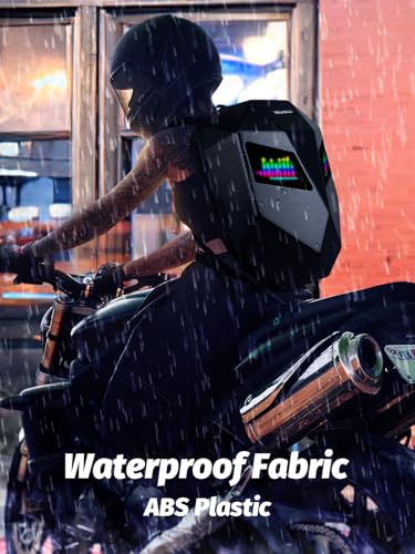 Gelrova Knight Motorcycle Backpack with LED Eyes, Waterproof Hard Case Motorbike Bag, DIY Laptop Backpack for Riding, Cycling, Travel, Large Size 19in, Black4