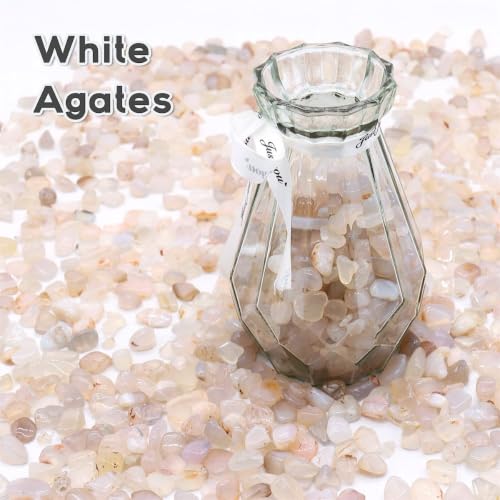 Image of WAYBER Natural Tumbled Agate Quartz Decorative Pebbles, 1 Lb Off-White | Lustrous Polished Finish, Rich Long-Lasting Hues, Toxin-Free Material, Perfect for DIY Crafts & Home Decor
