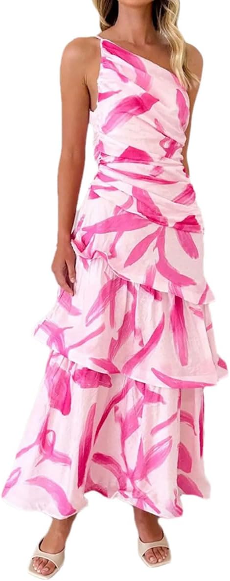 Women's Printed Dress Shoulder Strap Bohemian Beach Vacation Sexy Cake Dresses