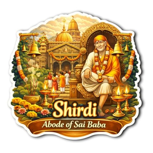 Apna Gift Wooden Fridge Magnet Sticker for Refrigerator Door | Multipurpose Office Magnet for Home Kitchen Decor | Souvenir Gift Travel Memory Fridge Decoration | 4 x 3 Inch Wooden Magnet (Shirdi)
