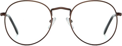 AIEYEZO Round Glasses for Women Men Fashion Blue Light Blocking Glasses Circle Metal Wire Frame Eyeglasses