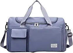 Mala de Mao Compacta de Viagem Feminina Funcional com Alca Transversal Bolsa de Viagem em Nylon Resistente com Bolso para Sapatos Ajustavel Leve e Versatil Ideal e Uso Diario (Azul)