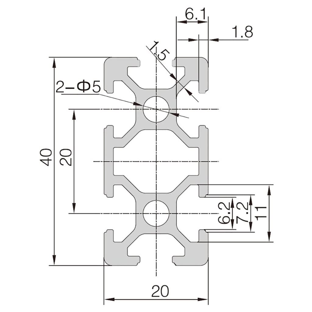 Profilé d'extrusion d'aluminium 2040, Longueur 100 mm-1200 mm, Norme européenne anodisée, pour pièces d'imprimante 3D CNC (Taille : 600 mm)