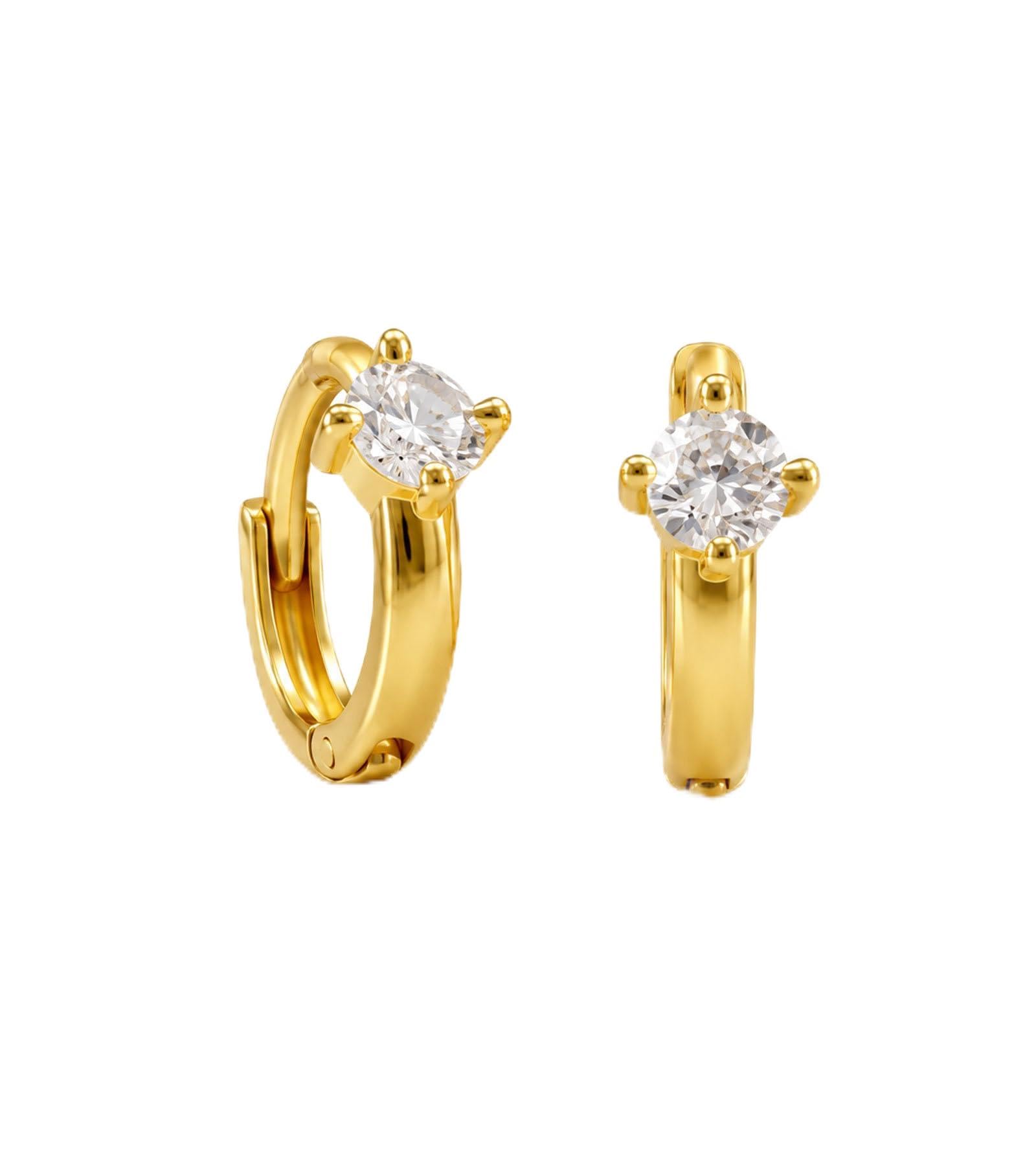vama FASHIONS 18K Gold Plated Anti Tarnish CZ Stone Plain Round Bali Huggie Hoop Small piercing Earring Lightweight Hypoallergenic Ear Baali Earrings For Men & Boys-picture-37