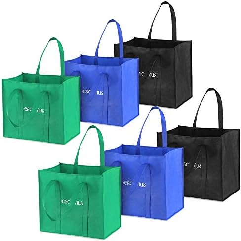 Esonmus 6pcs/set Multipurpose Reusable Non-Woven Large Grocery Tote Bags