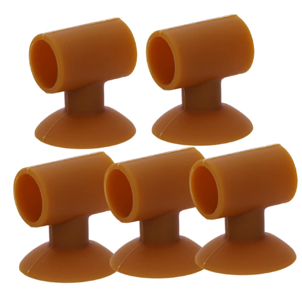 Door Wedge Stoppe, Stops, Stoppers, Stop Wall Protection Suction Cup Type Silicone Handle Silent Bumper, 5 Pieces-Pink(Brown)
