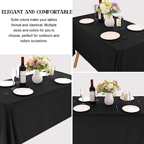 Image of 4 Pack Rectangle Tablecloth for 6 Foot Tables Washable Polyester Table Cover for Wedding Dining Table Parties Banquet(70x120 Black)