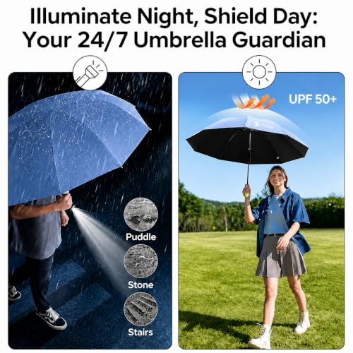 Image of Umbrella, UV Big Size Umbrella for Sun Protection Rain Windproof Strong Large 3 Fold For Men Women Kids Boys Girls Perfect & Stylish Windproof & Compact