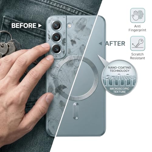 Image of amazon basics Premium Mag-Safe Case for Samsung Galaxy S22 Plus | Shockproof & Anti-Scratch Cover | Soft Silicone with Wireless Charging | Camera Lens Guard - Blue