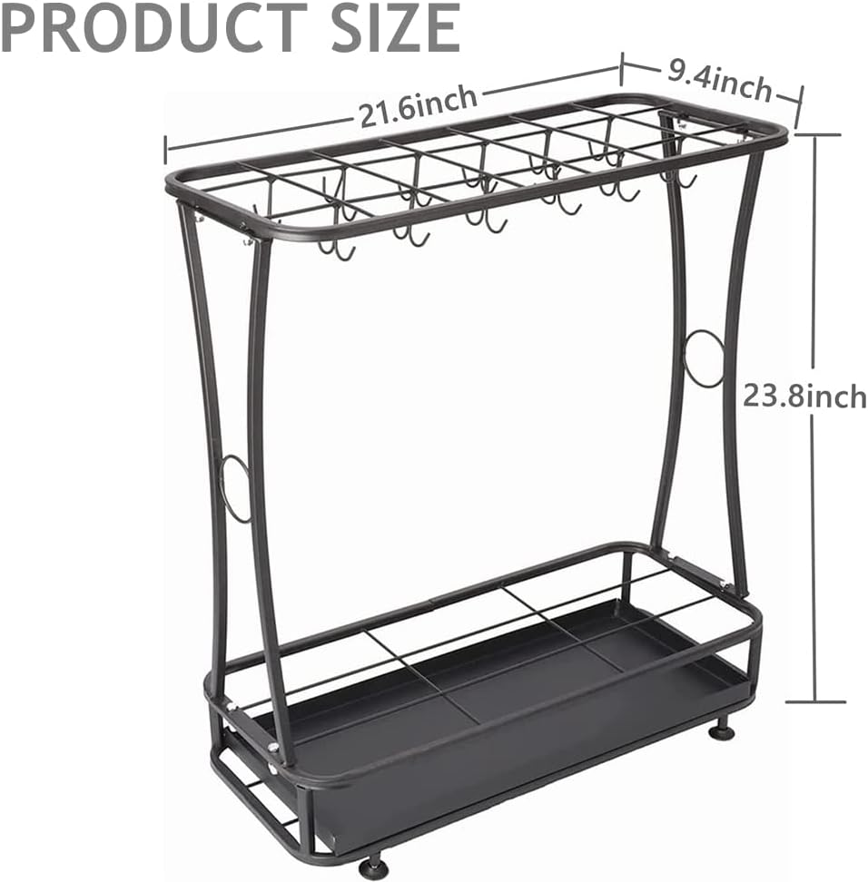 tonchean 21-Slots Metal Umbrella Rack Stand, Umbrella Holder with Removable Drip Tray Umbrella Storage Free Standing Decor for Home Office Entryway(Black)