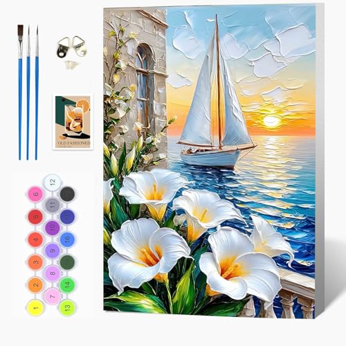 Auremi Fleurs Peinture par numéros avec cadre inclus...