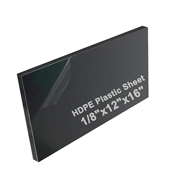 High-Density Polyethylene HDPE Plastic Sheet 1/8" Thick 12" X 16"- Black HDPE Sheet,for Machining, Home Improvements, DIY Projects, Engineering,High-Density Polyethylene Plastic Block Pack of 1