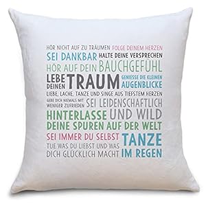 OWLBOOK Lebe Deinen Traum Flauschige Kissenhülle mit Spruch Geschenke Geschenkideen für Mädchen zum Geburtstag