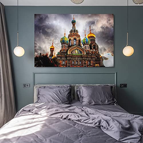 Russia St. Petersburg Posters, Buildings, Religious Cathedrals, Religious Art Posters (2) Wall Art Paintings Canvas Wall Decor Home Decor Living Room Decor Aesthetic 08X12Inch(20X30Cm) Unframe-Style #TOP7