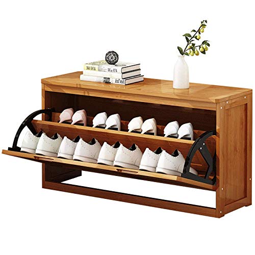 MIAO Banco de Zapatos Zapatero Horizontal Zapatero de Madera con cojín de Asiento, para Dormitorio de Pasillo Banco de Zapatos Multiusos Simple, 80 cm