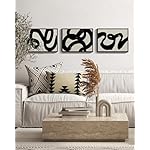 PHOPAGO Black Abstract Wall Art Ink Wash Minimalist Lines Framed Canvas Painting Artwork 11x14in Black Framed - Image 3