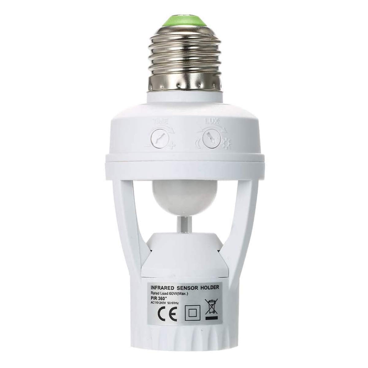 Royal Apex E27 Motion Sensor Lamp Holder PIR Switch 360 Degrees PIR Induction Motion Sensor IR Human Infrared Detector Plug Socket Switch Base Led Bulb Light Sensor Lamp Holder 230VAC