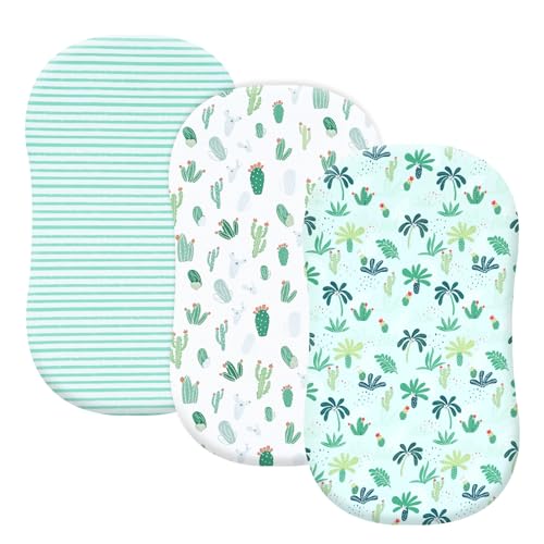 Image of PHF 3 Pack Soft Bassinet Sheets, Leaf Breathable Comfy Cradle Sheets for Baby Boys Girls Neutral, No Slip Universal Fit for Most Cradle and Bassinet Mattress, Leaf