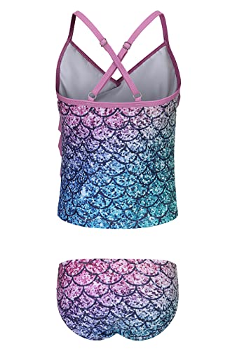 Image of Girls Tankini Swimsuits Two Piece Bathing Suit Hawaiian Ruffle Swimwear Set for Kids Girls 3-16 Years