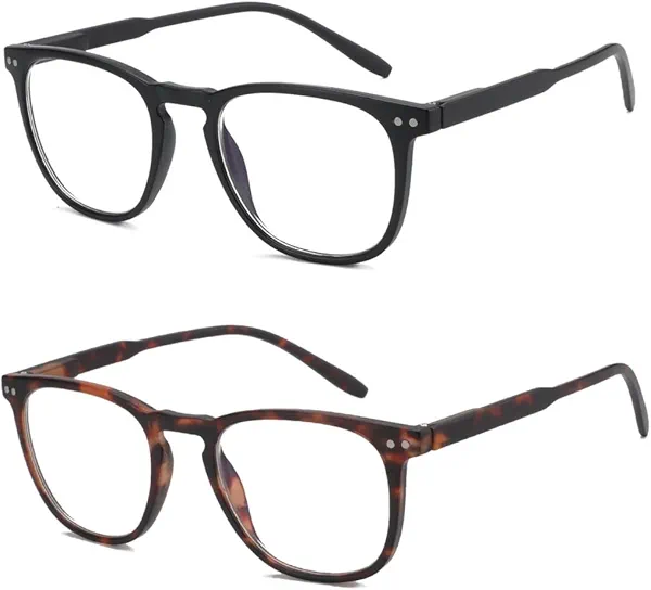 BLUEMOKY Reading Glasses for Women Men, Blue Light Blocking Glasses 2 Pack, Computer Readers, Spring Hinge
