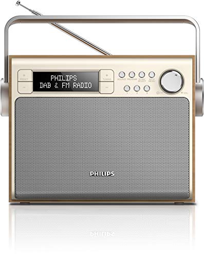 Philips AE5020 tragbares Radio (mit DAB+, Digital UKW, Akku oder Netzbetrieb, Programmspeicher) braun/silber