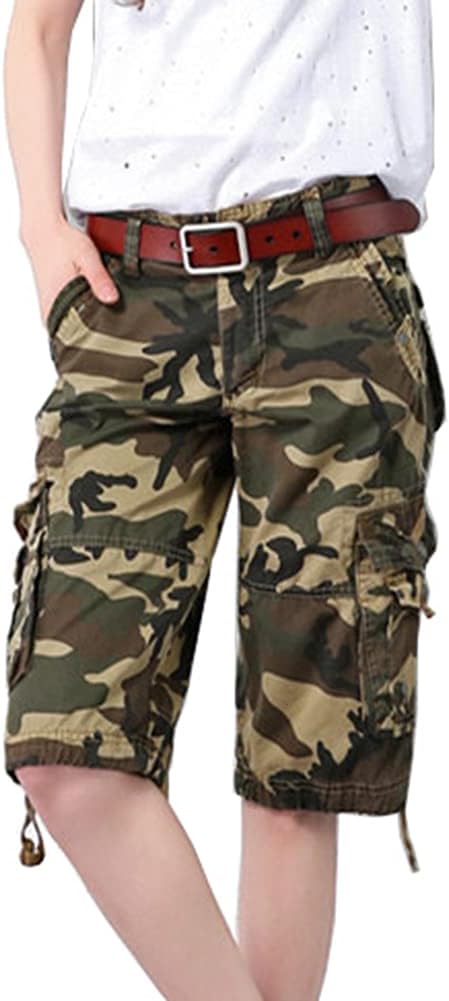 E-Qianw Women's Work Shorts Lightweight Cargo Hiking Shorts with Multi-Pockets