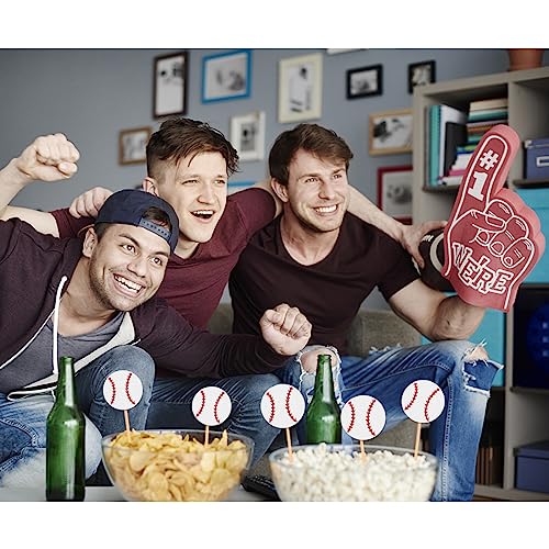 Moitkptt BASE01 24Pcs Glitter Baseball Cupcake Toppers thumb #3