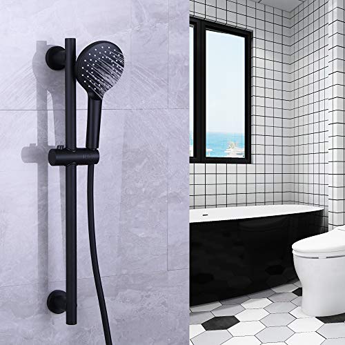 Kimzcn Shower Slide Bar With Three Function Massaging Hand Shower Head Adjustable Sus 304 Stainless Steel Black D500011B #TOP2