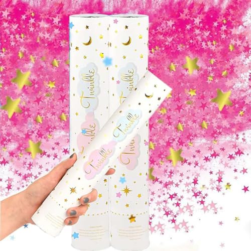 Confettis en forme d'étoile rose pour table de fête prénatale et baptême (Lot de 2 paquets)