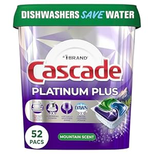 Cascade Platinum Plus ActionPacs Dishwasher Detergent Pods, Mountain, 52 Count