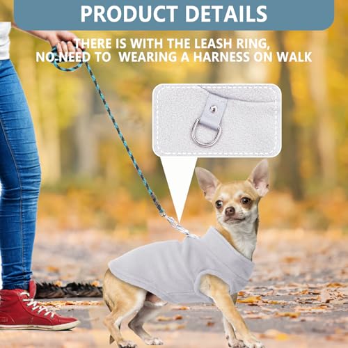 Image of 2 Pack Dog Sweater with Leash Ring Winter Warm Pet Sweater Thick Clothes Coat Fleece Dog Sweaters for Small Dogs Girl Boy for Chihuahua, French Bulldog, Dachshund,X-Large(19-26lbs)