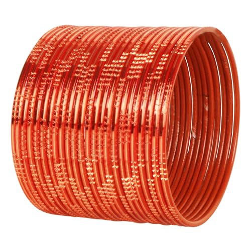 Bracelets indiens Bollywood façonnés à la main au design vintage orange texturé