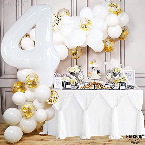 Image of KatchOn White Number 4 Balloon 40 Inch, 1 Count for 4th Birthday Party | 40th Anniversary, Unicorn Birthday, Boys, Girls, Unisex