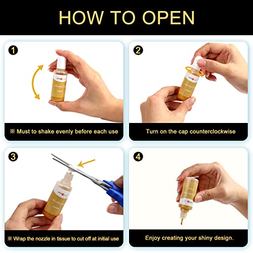 Htvront Metallic Alcohol Ink Set - 20Ml X 6 Vibrant Metallic Colors Alcohol-Based Resin Ink, Concentrated Shimmer & Easy To Mix Alcohol Ink For Epoxy Resin, Yupo, Painting, Tumbler Cups, Coaster #TOP5