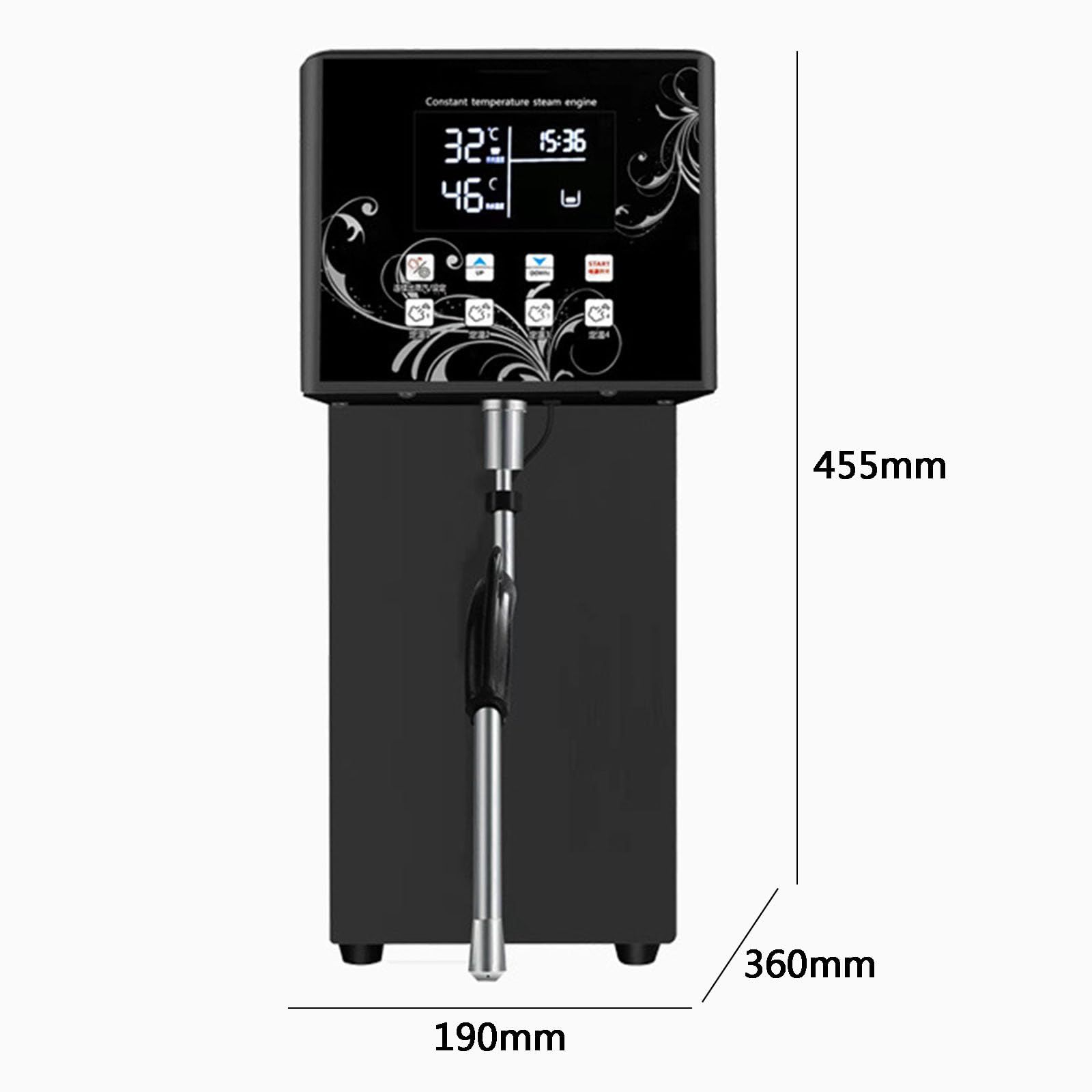 Generic Espumador automático de agua hirviendo al vapor, 12 L, espumador de leche comercial con pantalla LED y sonda de temperatura, perfecto para espresso/té/cafetería
