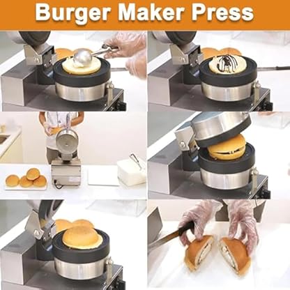 1300W Kommerzieller Elektrischer Burger-Waffelmaker,Haushalts-Eiswaffeleisen,Antihaftbeschichtetes Burger-Waffeleisen - Temperaturbereich 50-300℃/Zeiteinstellung,Silver – Bild 3