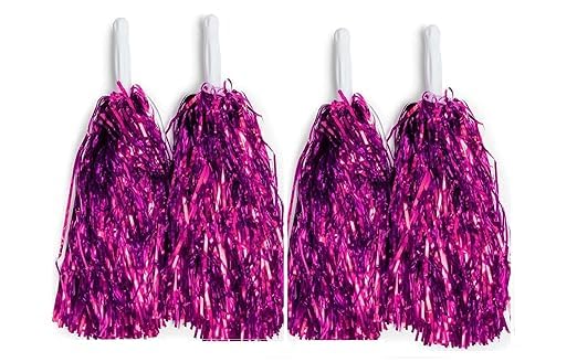MOREL RED,GREEN,PINK,GOLDEN (4PCS EACH) COLOR CHEERLEADING SQUAD SPIRITED FUN POMPOMS CHEER COSTUME ACCESSORY FOR SPORTS DAY, ANNUAL DANCE FUNCTION, BIRTHDAY EVENT PARTY. (RED-4-GREEN-4-PINK-4-GOLDEN-4) 3