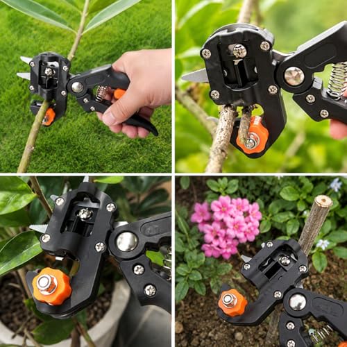 Image of Bypass Pruning Shears, Stainless Steel Blade, Yellow Handle, Garden Pruner with Safety Lock (1, GARDEN GRAFTING TOOL)