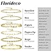 Florideco Gold Bracelets for Women Waterproof 14K Gold Plated Bracelet Stack Set Non Tarnish Trendy Thin Dainty Stackable Cuban Link Paperclip Chain Bracelet Pack Fashion Cute Jewelry Set