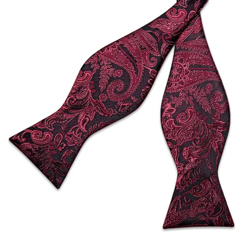 Image of DiBanGu Mens Silk Self Bow Tie Set 4PCS for Tuxedo Wedding,