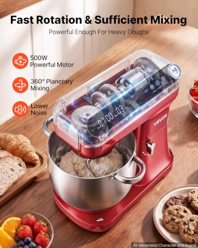 Image of VEVOR 7.4 Qt Tilt Head Stand Mixer 500W Metal Electric Dough Mixer