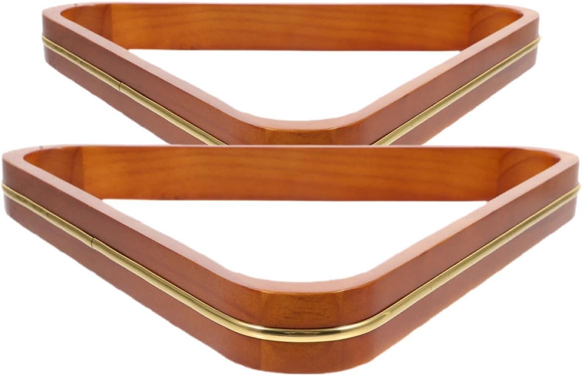 VANZACK 2pcs Wooden Billiard Triangle Rack Set Durable Pool Ball Positioning Frame Stylish Gold-Edged Design Reliable Billiards Accessory for Game Rooms