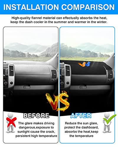 Image of Autorder Dashboard Cover Mat Fit for 2005-2021 Nissan Frontier /2009-2012 Suzuki Equator Accessories Dash Cover Flannel Dash Mat Sunshade Glare UV Rays Protector